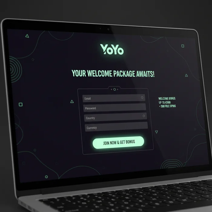 YoYo registration form — account creation with email and password fields